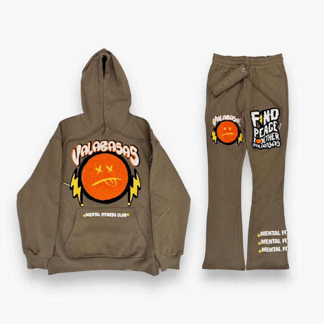 Valabasas Mute Hoodie & Flare Sweats Set Khaki – Sneaker Junkies