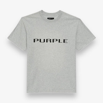 Purple Brand Textured SS Tee Wordmark Heather Grey