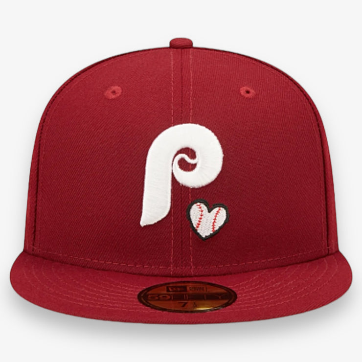 New Era Phillies Baseball Heart Fitted Maroon
