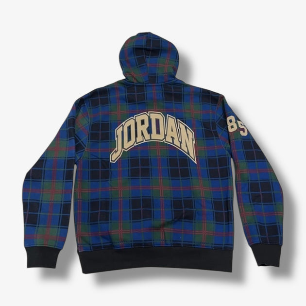 blue nike hoodie with checks all over