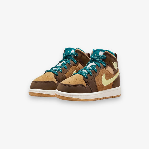 Air Jordan 1 Mid SE PS Cacao Wow Luminous Green Pre School DZ6338-200