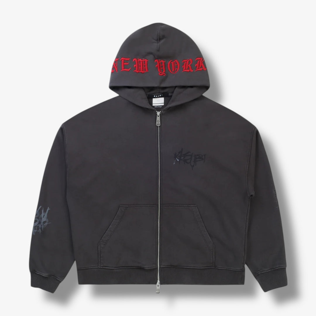 Ksubi graff ekcess zip thru hoodie faded black – Sneaker Junkies