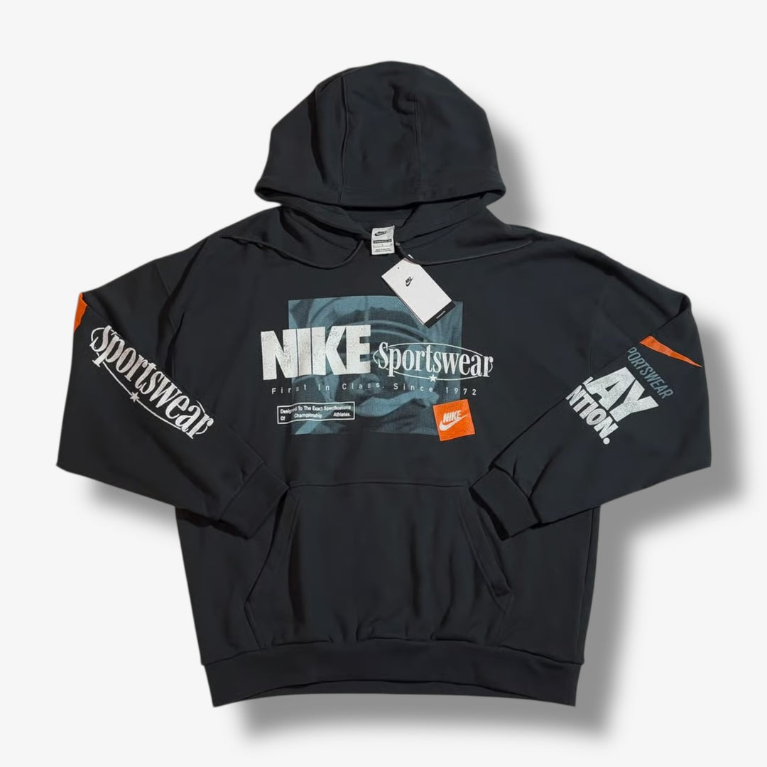 Nike Oversized French Terry Pullover Hoodie Black Grey IB8257-045