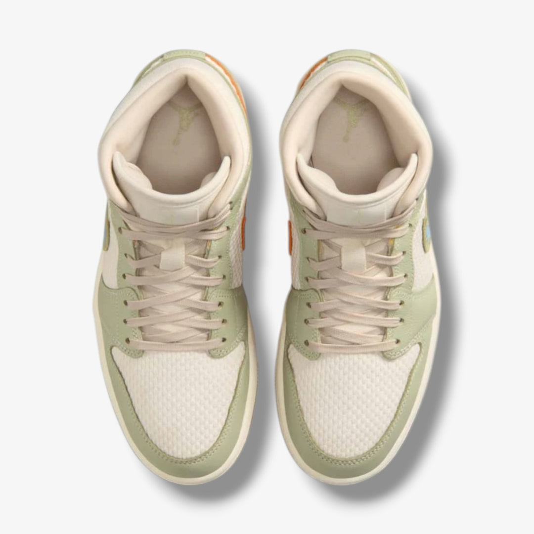 Womens Air Jordan 1 Mid SE Olive Aura Pearl White Lawn II0570-302