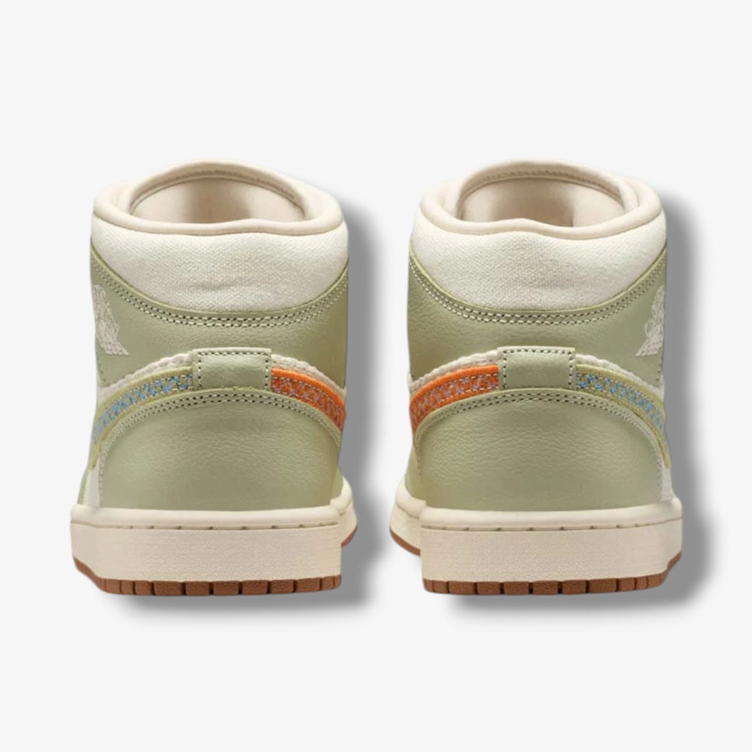 Womens Air Jordan 1 Mid SE Olive Aura Pearl White Lawn II0570-302