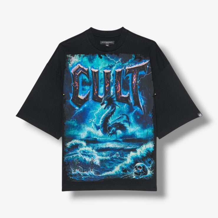 Cult of Individuality Black Oversized SS Crewneck Tee Sea of Sorrow
