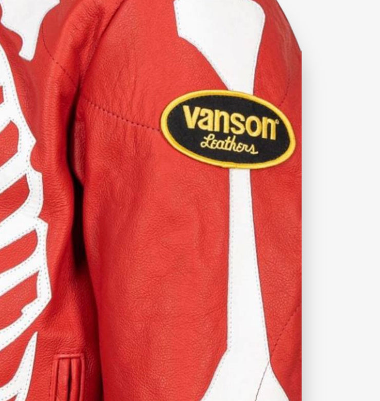 Vanson Leathers Bone Red Leather Bike Jacket