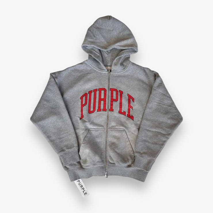 Purple Brand HWT Fleece Zip Hoodie Heather Grey Collegiate