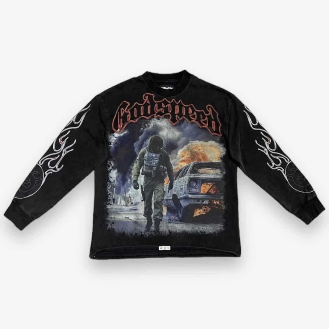 Godspeed Khaos Long sleeve T-shirt Black washed – Sneaker Junkies