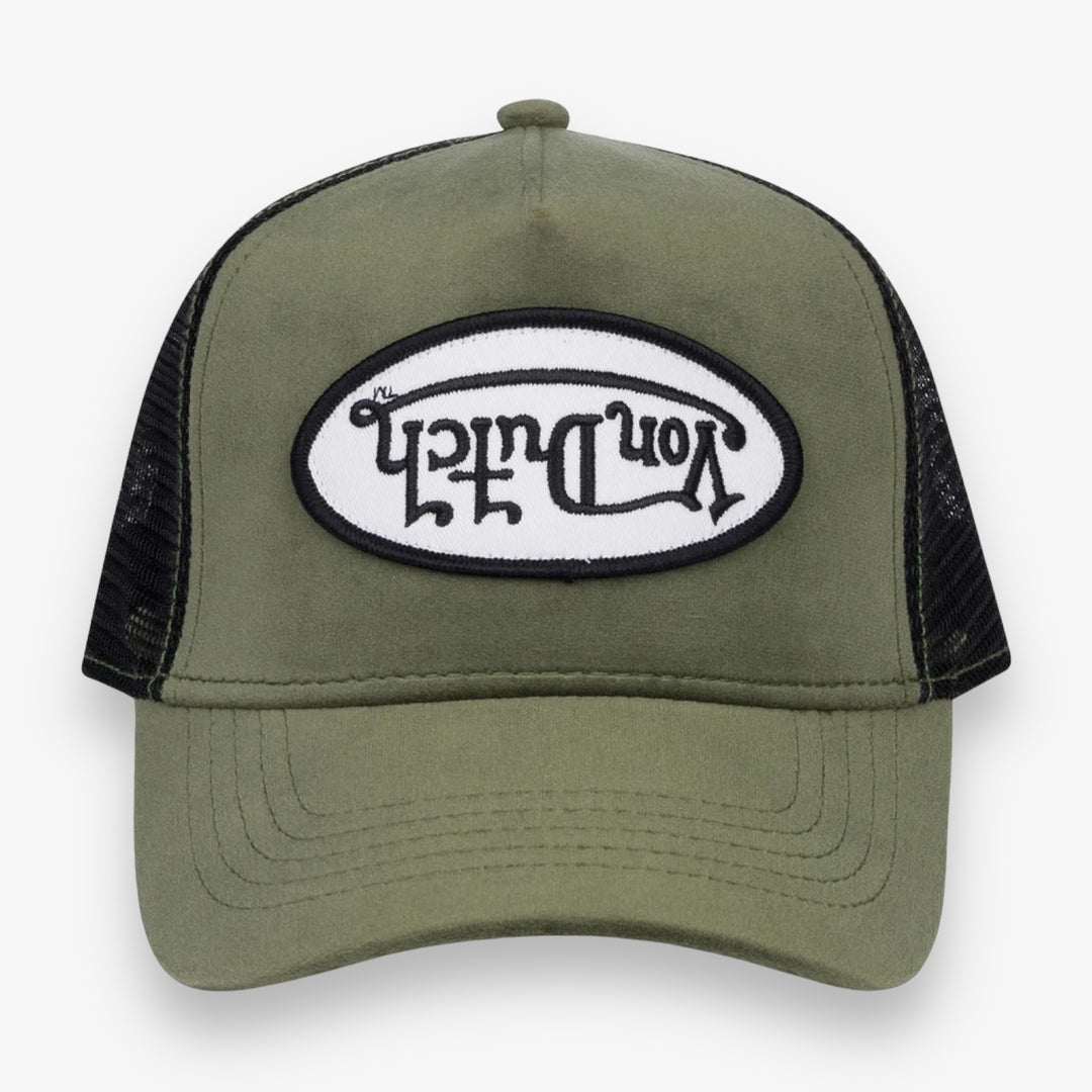 Von Dutch Olive Suede-Style Patch Trucker Hat Olive Cordutch Trucker Hat | Von Dutch main image 4