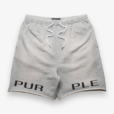 Purple Brand Terry Sweatshorts Wordmark Heather Grey