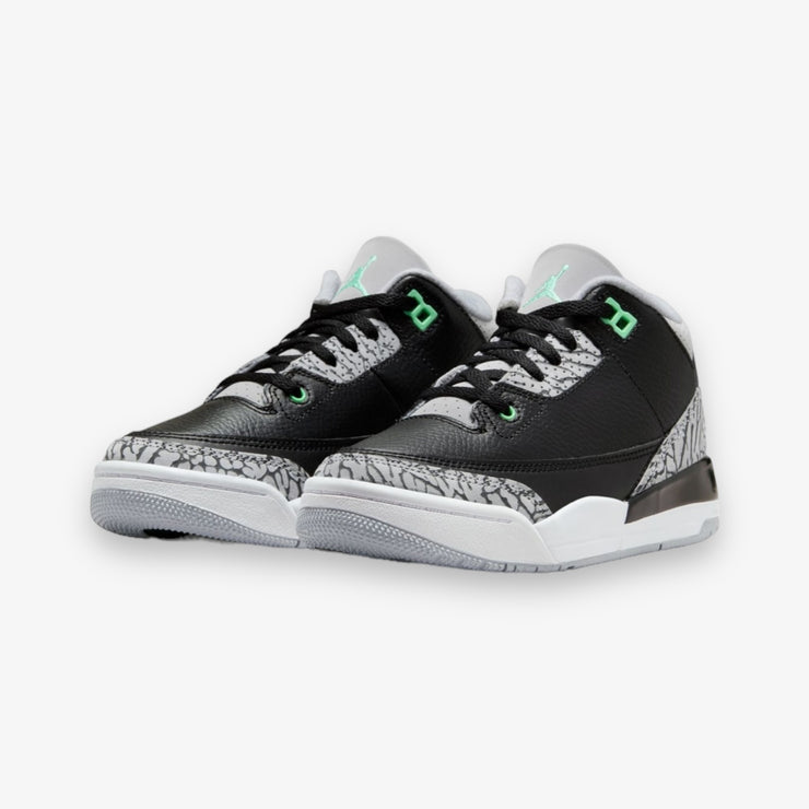 Jordan 3 Retro PS Black Green Glow Wolf Grey DM0966-031 Pre School Sizes