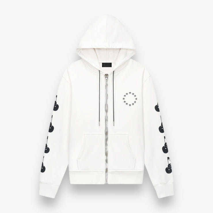 RTA FLOYD ZIP UP HOODIE WHITE BLACK CHERRIES