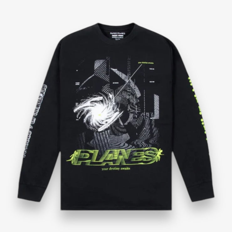 Paper Planes Interlock Long Sleeve Tee Black