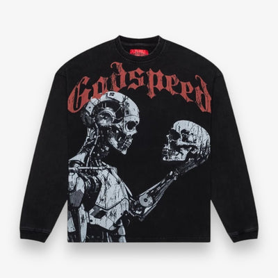 Godspeed Human Vs Ai III Black Wash L/S