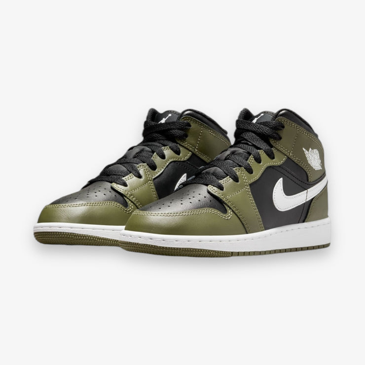 Air Jordan 1 Mid Black White Medium Olive DQ8423-092