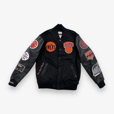 Mitchell & Ness New York Knicks Black Out Collection Varsity Jacket Vintage Logo