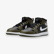 Jordan 1 Mid PS Black White Medium Olive Pre School DQ8424-092