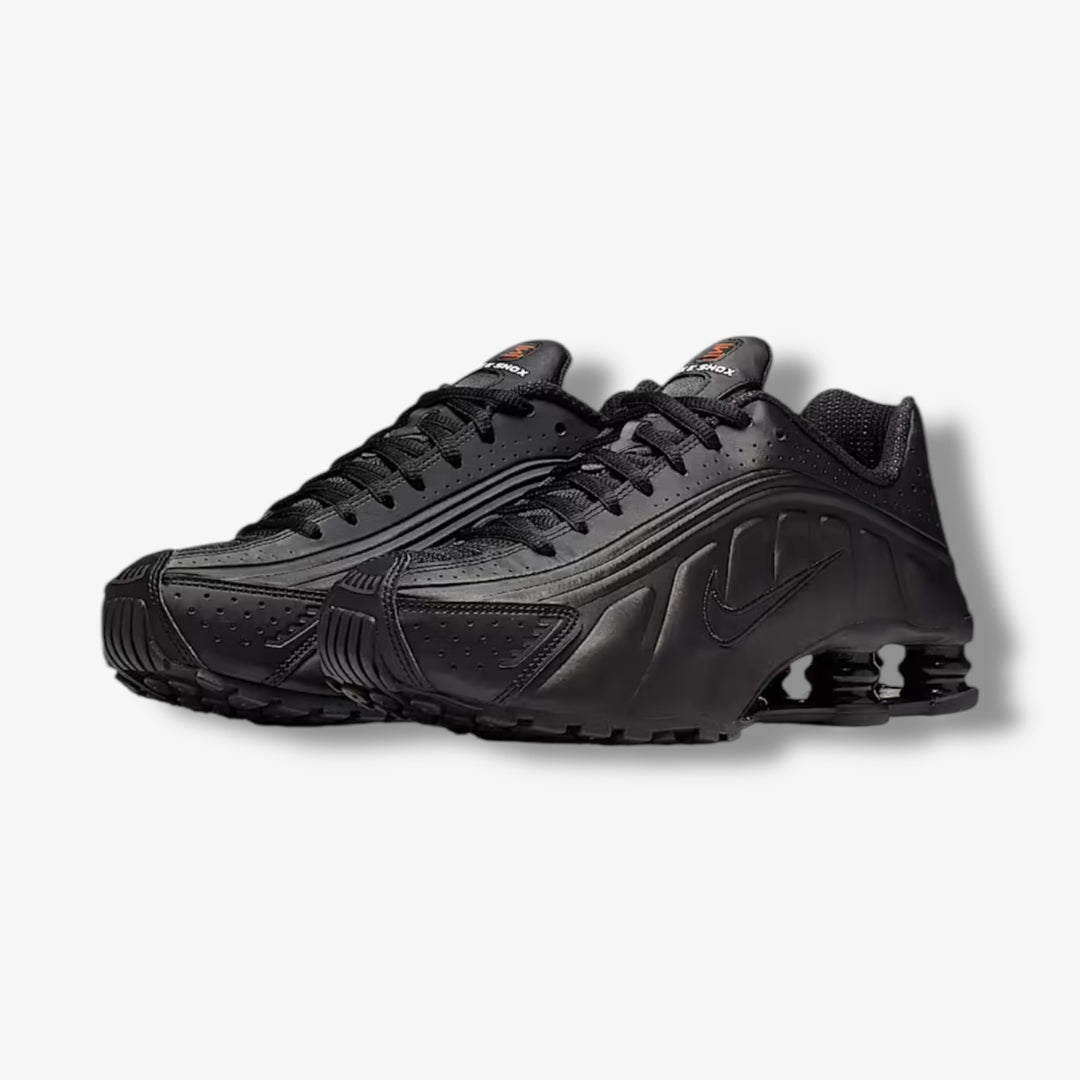 Women's Nike Shox R4 Black Black Black Max Orange AR3565-004