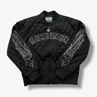 Revenge SKULL LOGO QUILTED BOMBER BLACK (REV-FA25-4001)