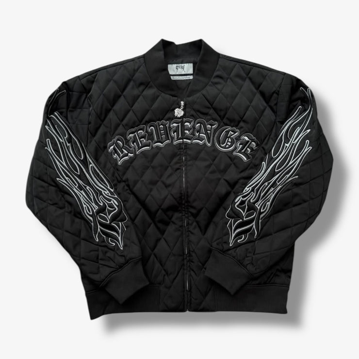 Revenge SKULL LOGO QUILTED BOMBER BLACK (REV-FA25-4001)