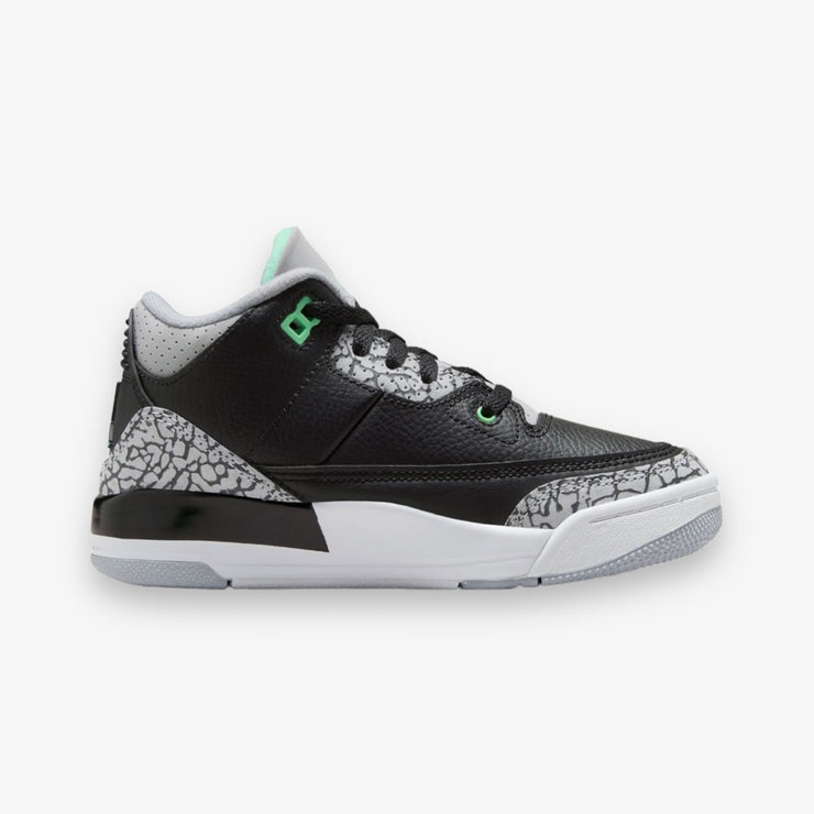 Jordan 3 Retro PS Black Green Glow Wolf Grey DM0966-031 Pre School Sizes