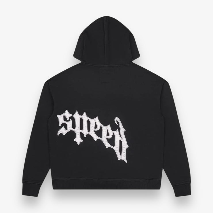 Godspeed OG Logo Zip Up Hoodie V2 Black Silver Satin