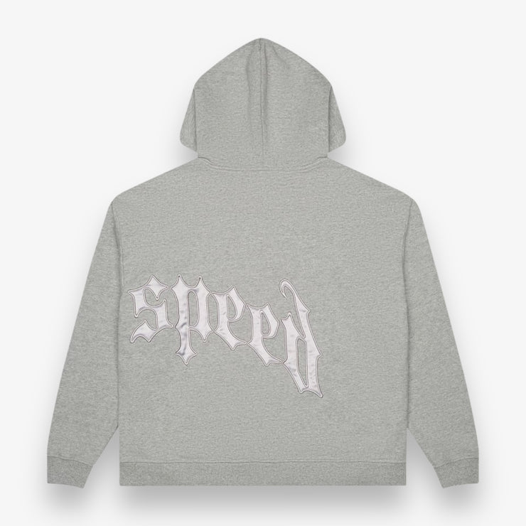 Godspeed OG Logo Zip Up Hoodie V2 Grey Silver Satin