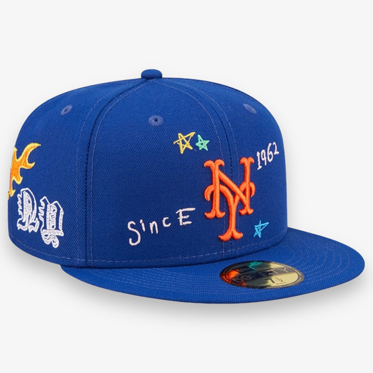 New Era Scribble 5950 Fitted NY Mets Blue