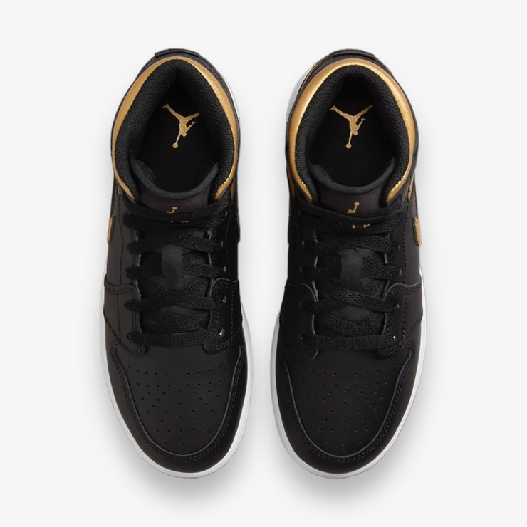 AIR JORDAN 1 MID GS BLACK/METALLIC GOLD-WHITE DQ8423-071