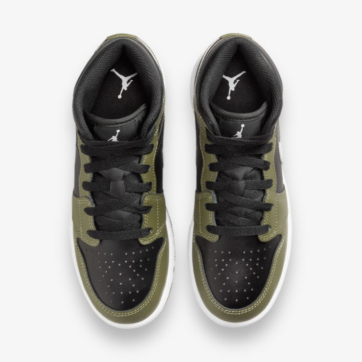 Air Jordan 1 Mid Black White Medium Olive DQ8423-092