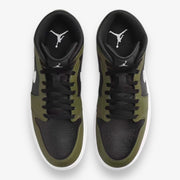 Air Jordan 1 Mid BLACK/WHITE-MEDIUM OLIVE-SAIL DQ8426-092