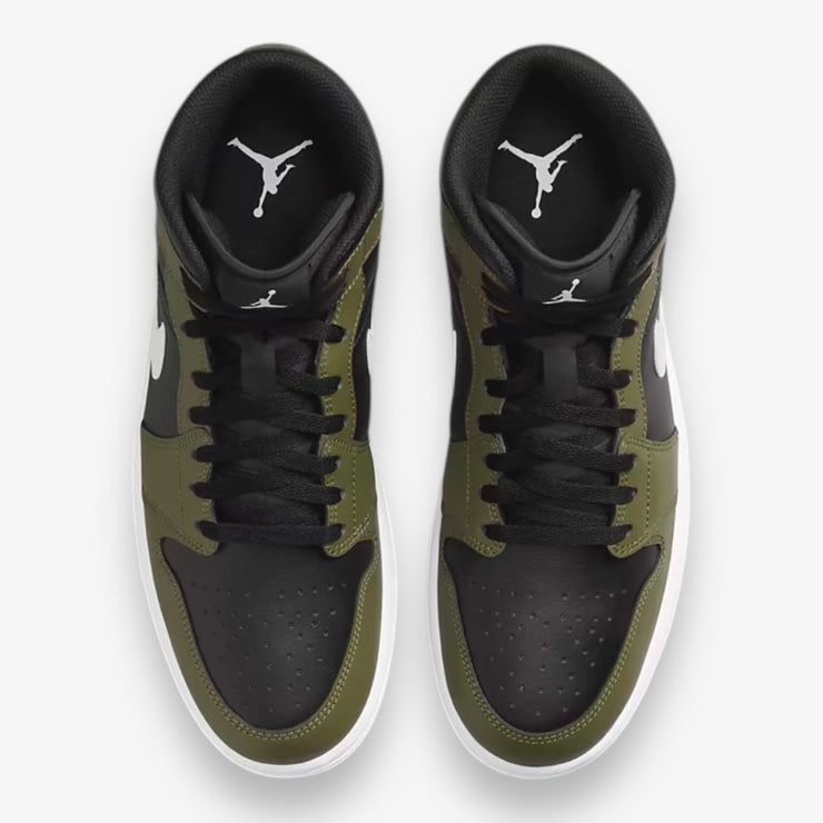 Air Jordan 1 Mid BLACK/WHITE-MEDIUM OLIVE-SAIL DQ8426-092