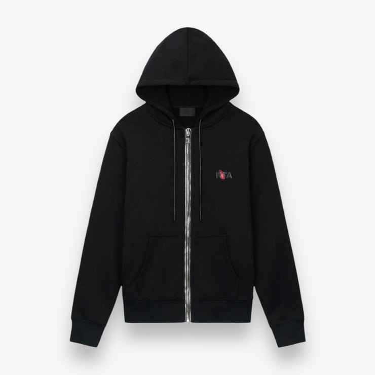 RTA Floyd Zip Up Black Fingerprint Logo hoodie