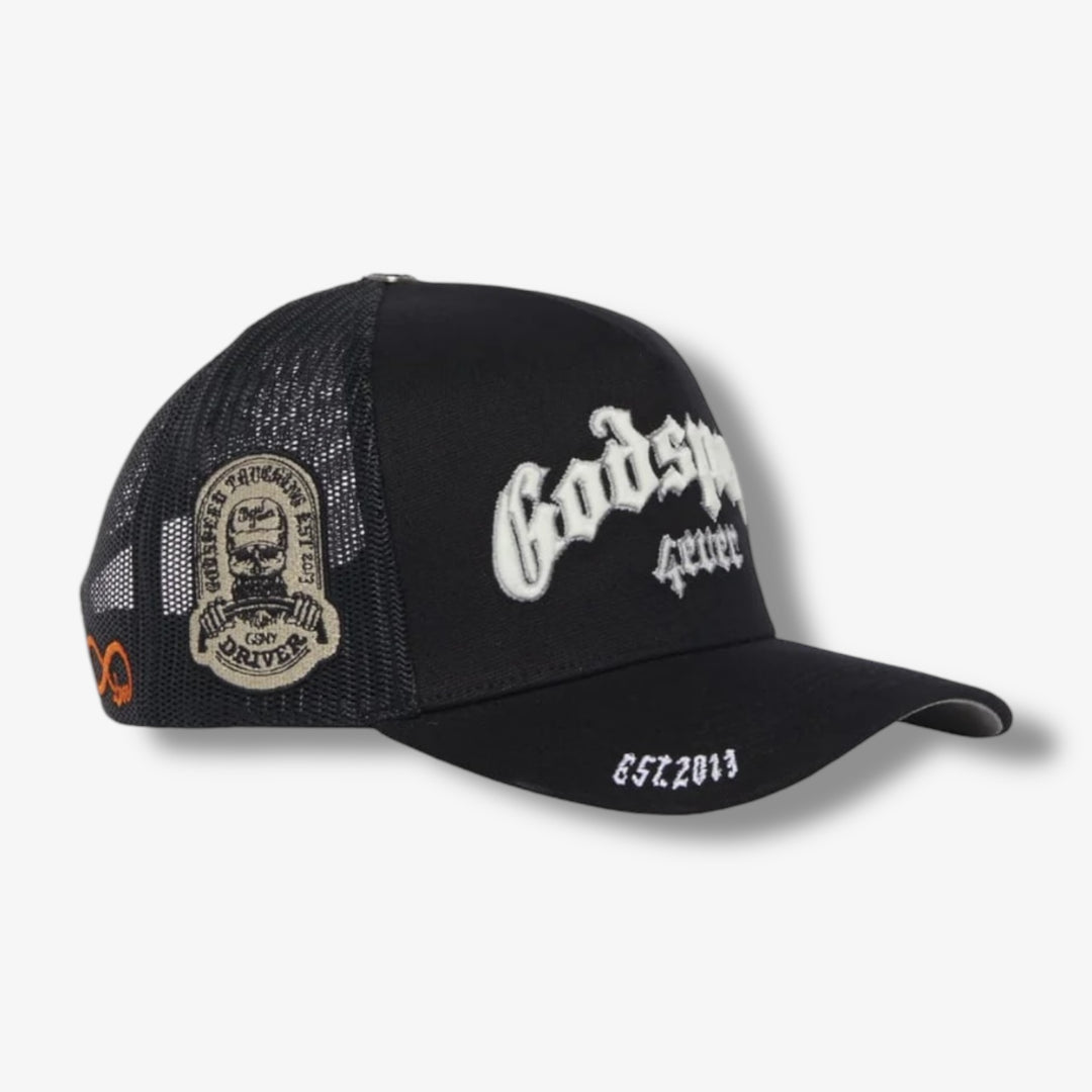 Godspeed GS Forever Trucker Hat Black White Silver – Sneaker Junkies