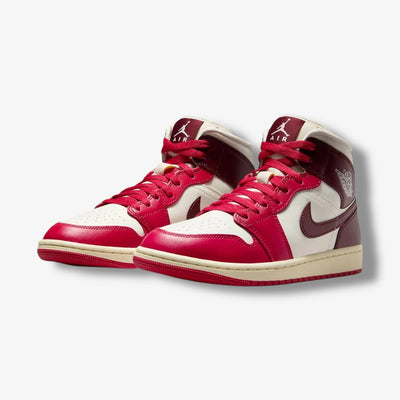 Womens Air Jordan 1 Mid Sail Dark Team Red BQ6472-119