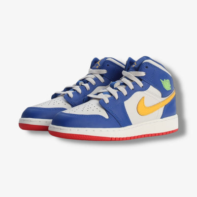 Air Jordan 1 Mid BG Racer Blue Speed Red Gold IM6562-445