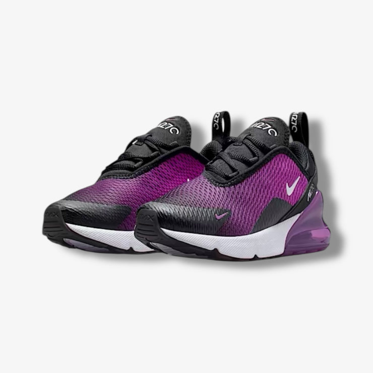 紫 Nike Air Max 270 PS Black White Vivid Purple Pre School Sizes