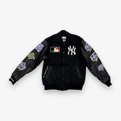 Mitchell & Ness New York Yankees Black Out Collection Varsity Jacket Vintage Logo