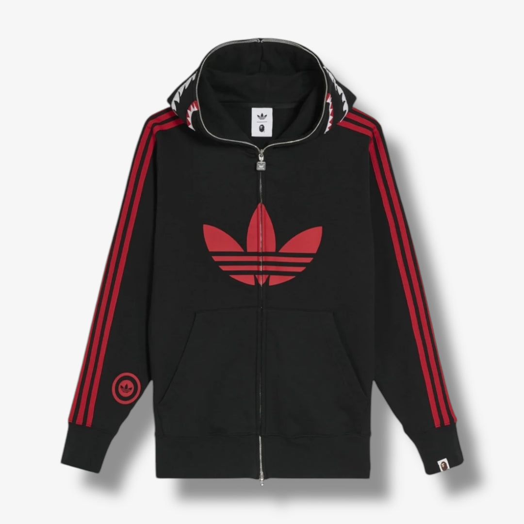 【新品】Adidas 赤黒チェック ジップパーカー サイドリボン　ジャージ Adidas X Bape Shark FZ Hoodie black Hombre JN7119 – Sneaker Junkies