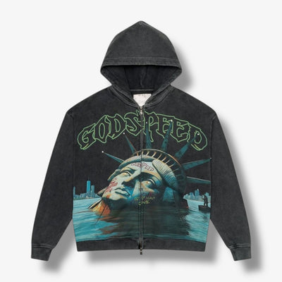 Godspeed Sunken Liberty Zip Hoodie Grey Wash