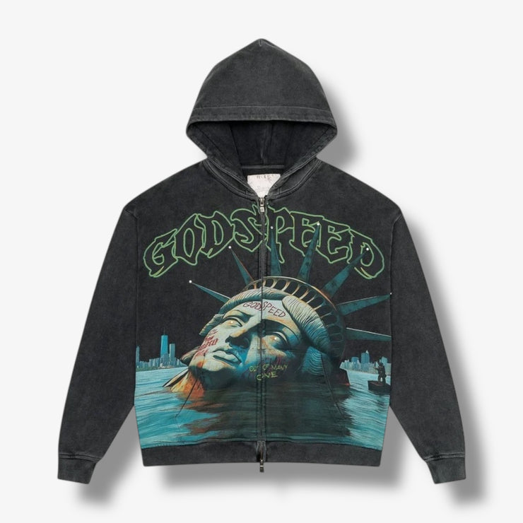 Godspeed Sunken Liberty Zip Hoodie Grey Wash