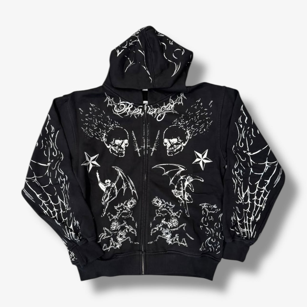 Revenge TATTOO ZIP BLACK/SILVER Hoodie – Sneaker Junkies