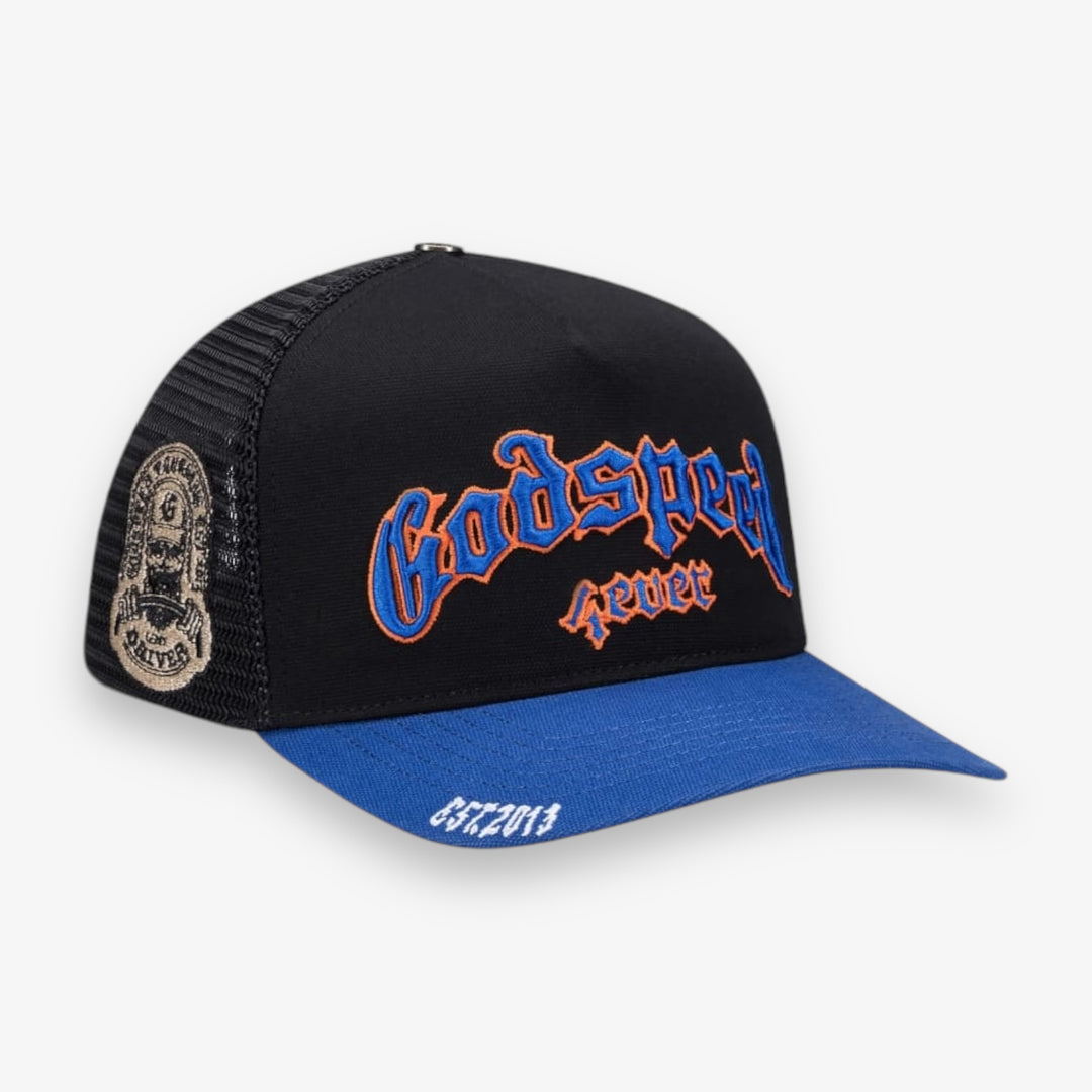 Godspeed GS Forever Trucker Hat Black Blue Orange – Sneaker Junkies