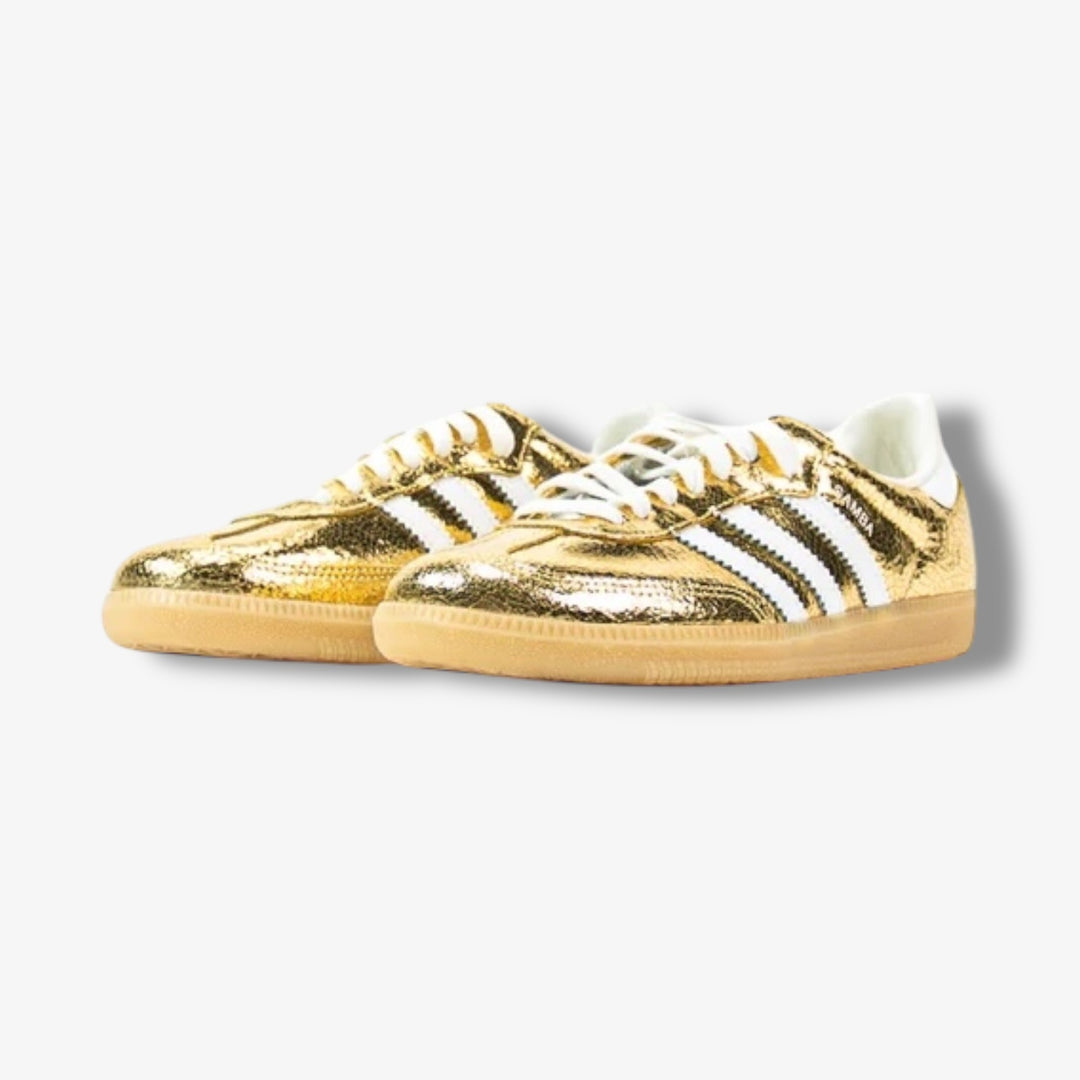 Adidas Womens Samba OG Gold Metallic White KI5719 Sneaker Junkies Adidas Womens Samba OG Gold Metallic White KI5719 Sneaker Junkies