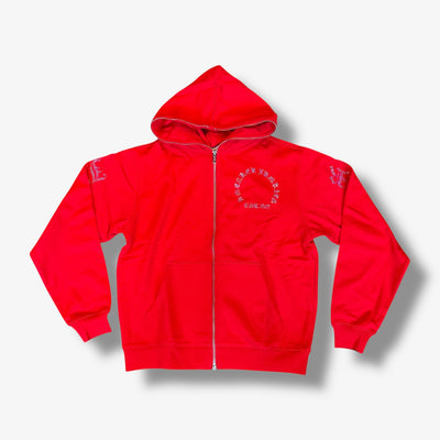 Sneaker Junkies Logo Full zip hoodie Rhinestones Red