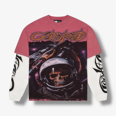 GodSpeed space traveler layered Tshirt Pink