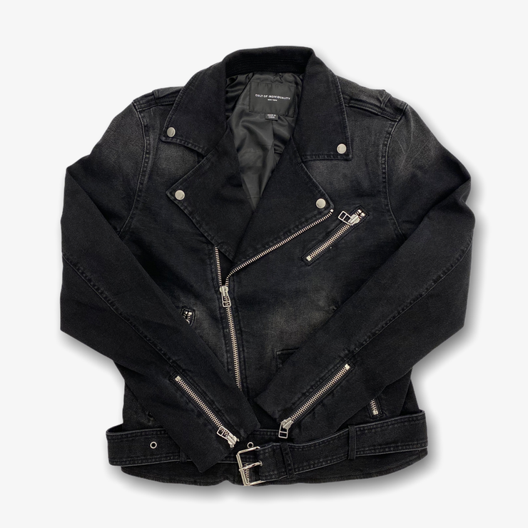 Cult of Individuality Denim Moto Jacket Black Onyx
