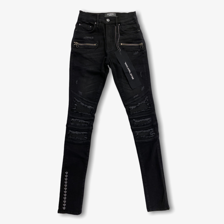 Dead Than Cool Leather Moto Jeans Black DTCS4-JN-253
