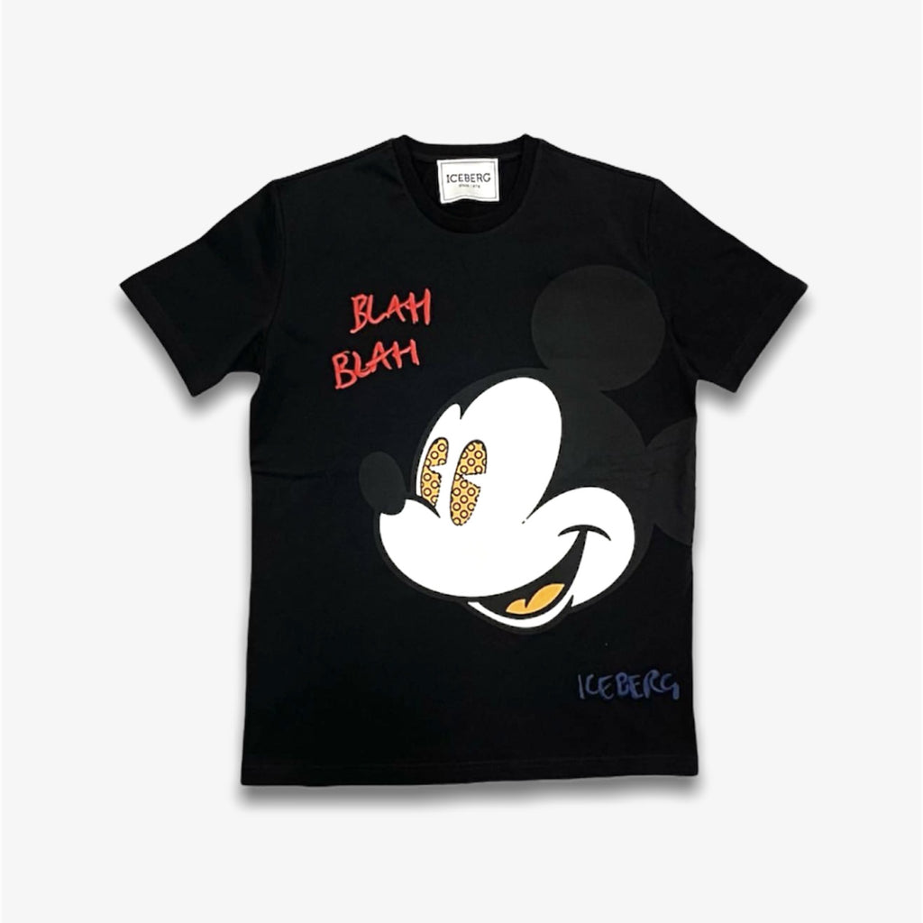 Iceberg T-shirt With Large Mickey Mouse Head Graphic Black